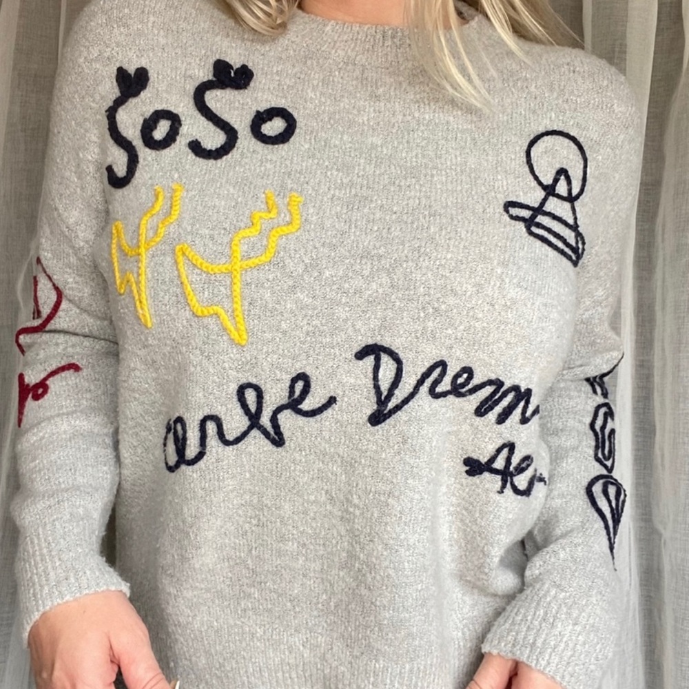 SHEIN Carpe Diem Long Sleeve Crew Neck Sweater